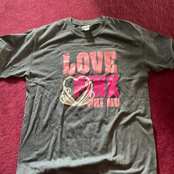 Phi Mu Love Pink Gildan t shirt size M - Picture 1 of 3